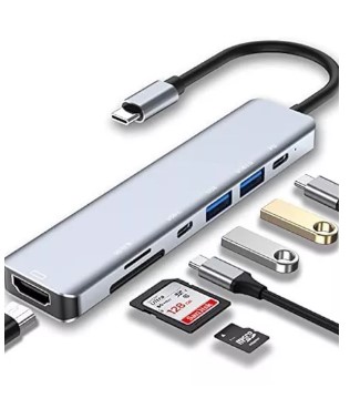 Hub 7porta Usb Tipo C-m 3.0 C/hdmi+2usb+2xtipo C+sd+tf F F50