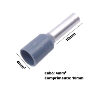 Terminal Pre Isol Tubular 4mm Azul Cabo 10mm.
