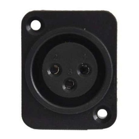 Conector Canon Painel 3p Femea Preto Nylon Quad Fstm+b