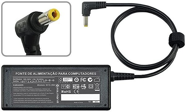 Fonte 19v 3,42a Noteb Toshiba/lg /cce P4(5.5x2.5mm)(p2)