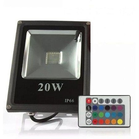 Refletor 1led Slim 20w Rgb C/control Pt-(yy)