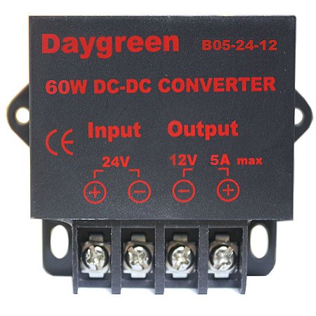 Conversor Dc/dc 24v P/12v 5a 60w C/duas Abas Fix