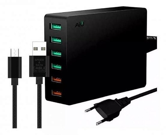 Adap(g)ac Cel 6usb 7a Mesa V8 Preto Fnb