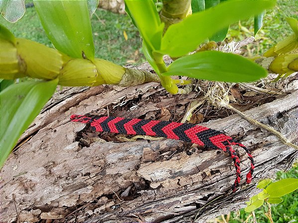 Pulseira/Tornozelerira de Tecido Vermelha/Preto