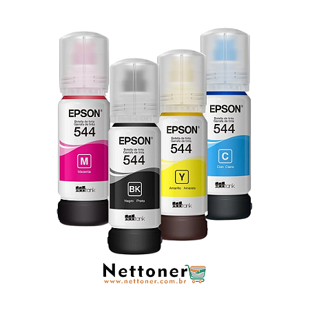 KIT 4 DE TINTAS ORIGINAL EPSON T544120/ T544220/ T544320/ T544420 (BK, CY, MG e YL)