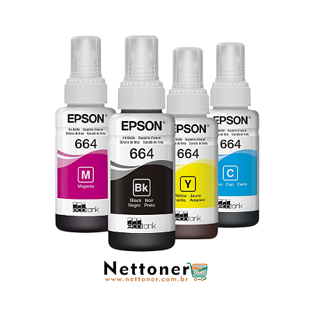 KIT 4 DE TINTAS ORIGINAL EPSON T664120/ T664220/ T664320/ T664420 (BK, CY, MG e YL)
