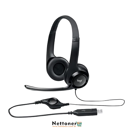 HEADSET FONE DE OUVIDO LOGITECH H390 981-000014 USB MICROFONE BIDIRECINAL PRETO
