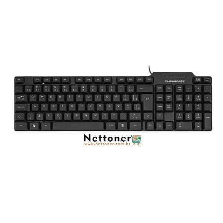 TECLADO OFFICE COM FIO CHINAMATE CM-21 | PRETO | ABNT2 | USB | CABO 1,4m | CM21