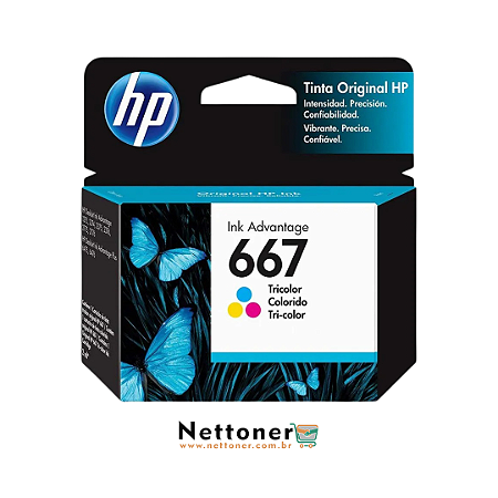 CART. DE TINTA P/ IMP HP 667 TRICOLOR | 3YM78AL