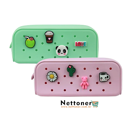 ESTOJO ESCOLAR DE SILICONE CHARM C/4 PINGENTES POLI