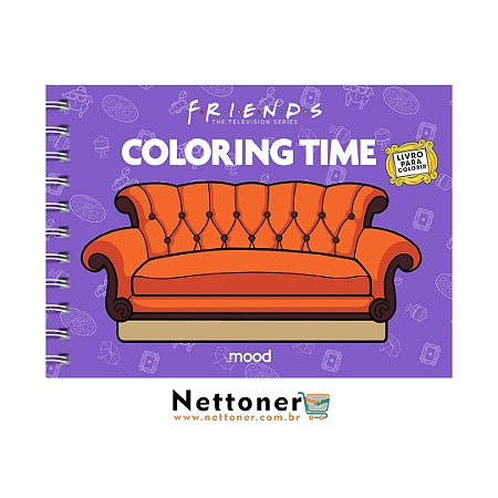 LIVRO DE COLORIR FRIENDS OFICIAL – COLORING TIME CAPA DURA HOLOGRÁFICA PARA ADULTOS E CRIANÇAS