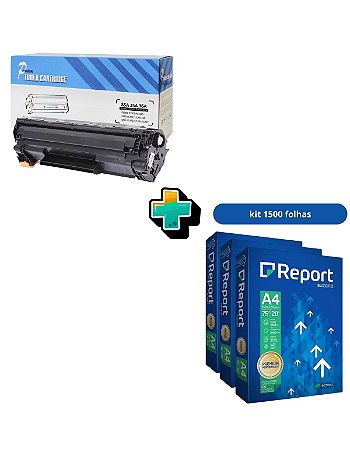 KIT TONER COMPATIVEL CE285A | CB435A | CB436A + 3 RESMAS PAPEL A4 (1.500 FOLHAS)