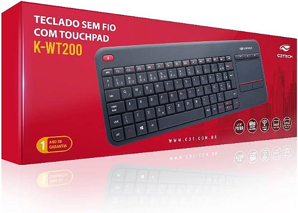 TECLADO C3TECH S/FIO C/ TOUCHPAD K-WT200BK