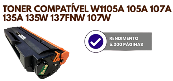 TONER P/ IMP HP 105A BLACK JUMBO 5K BLACK KENIUS | COM CHIP | 5K | 107A | W1105A