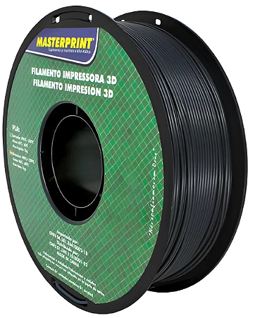 FILAMENTO PLA PRETO 1,75mm P/ IMPRESSORA 3D ROLO 1KG