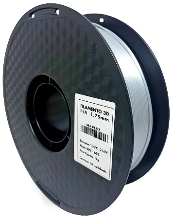 FILAMENTO PLA PRATA 1,75mm P/ IMPRESSORA 3D ROLO 1KG