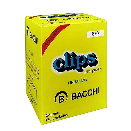 CLIPS N8/0 GALVANIZADO CX. C/170 UND. BACCHI LINHA LEVE NR 8/0 | (611107)