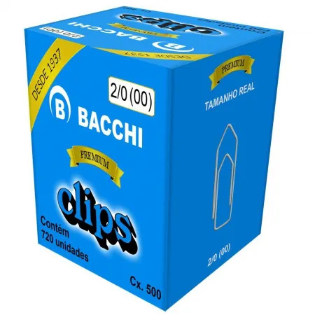 CLIPS N2/0 GALVANIZADO CX. C/720 UND. BACCHI PREMIUM NR 2/0 (610063)