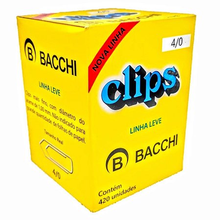 CLIPS N4/0 GALVANIZADO CX. C/420 UND. BACCHI LINHA LEVE NR 4/0 | (611084)