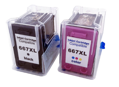 KIT COM 2 CARTUCHOS DE TINTA P/ IMP HP 667 - 667XL PRETO E COLORIDO - MICROJET