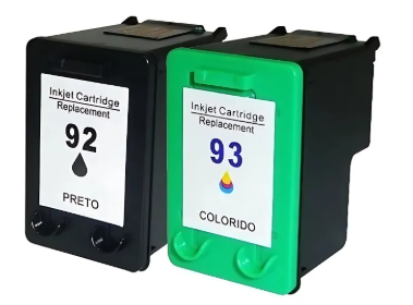 KIT COM 2 CARTUCHOS DE TINTA P/ IMP HP 92 PRETO E 93 COLORIDO MICROJET