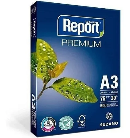 PAPEL A3 BRANCO 500F 75G REPORT | A3BR75G