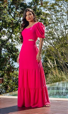 Vestido Longo Rosa Canoa Quebrada - Via Sampa - Roupa Feminina