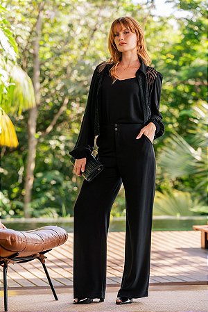 Conjunto Jaquetinha com Tela de Veludo Três Peças - Via Sampa