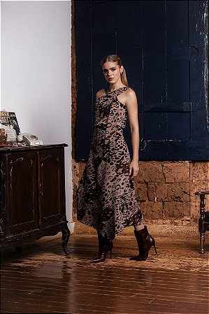 Conjunto Blusa e Saia Midi Estampada - Via Sampa