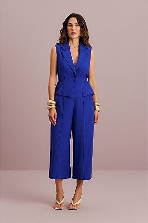 Colete Alongado Azul Feminino Meia Loka