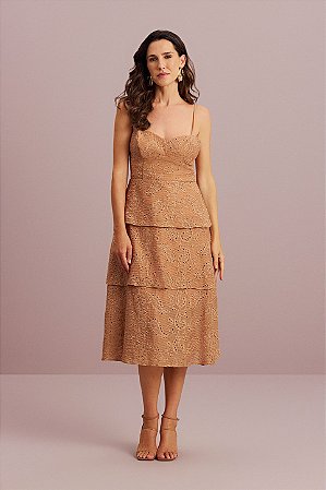 Vestido de Laise com Alça Feminino - Meia Loka