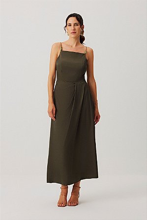 Vestido Feminino Midi Alça Cordão - Meia Loka