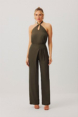 Calça Pantalona Alfaiataria Verde Musgo - Meia Loka