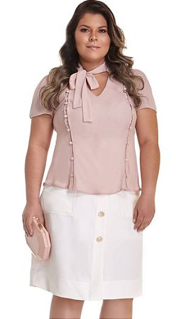 Blusa de Laço rosê com Botões | TN Less