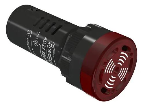 Sinalizador tipo Buzzer (Alarme/Sirene) Visual e Sonoro LED 22mm 70dB