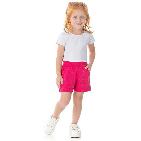 Shorts de cotton cor pink com brilho - Moda casual e sleepwear