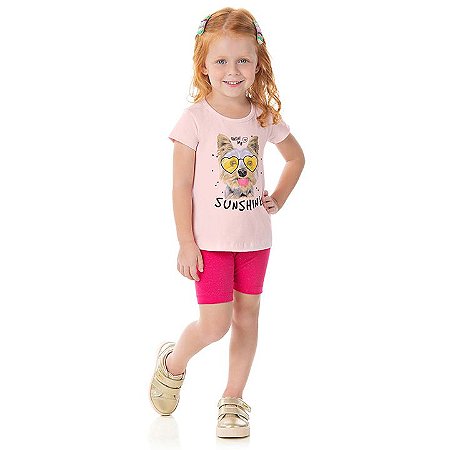 Shorts de cotton com brilho cor pink - Moda casual e sleepwear