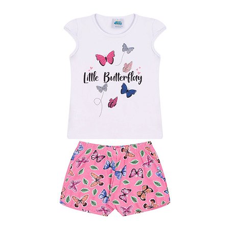 Conjunto cotton cor branco e babaloo com glitter na estampa