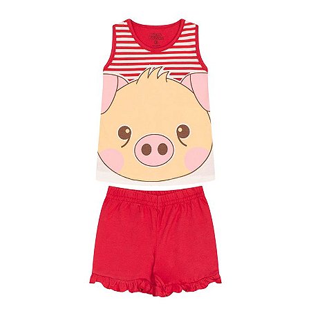 Pijama feminino em meia malha que brilha no escuro cor vermelho