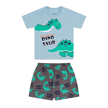 Pijama masculino meia malha brilha escuro azul bebê cinza escuro