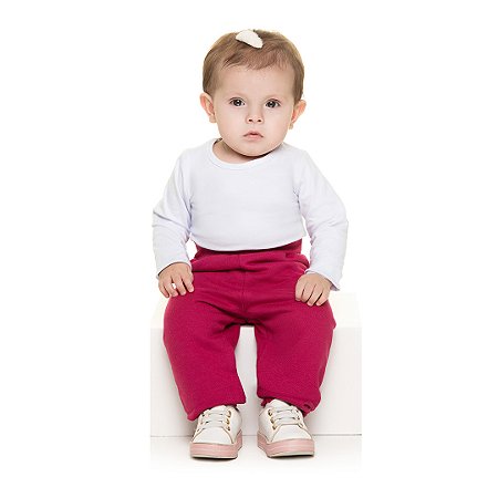 Calça infantil bebê básica de moletom da marca Bicho Bagunça