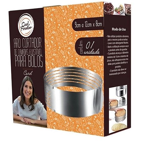 Aro Cortador De Camadas Ajustável Para Bolos 16cm A 20cm X 8