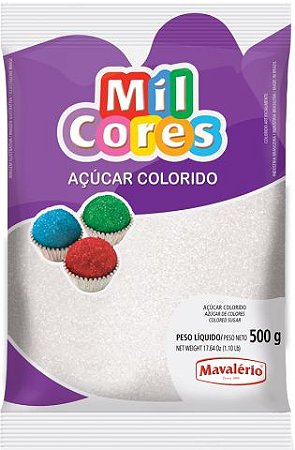 Açúcar colorido branco Mil Cores 500g Mavalerio