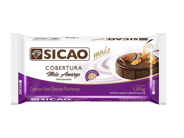 Cobertura Chocolate Meio Amargo Mais Fracionado 1,01Kg Sicao