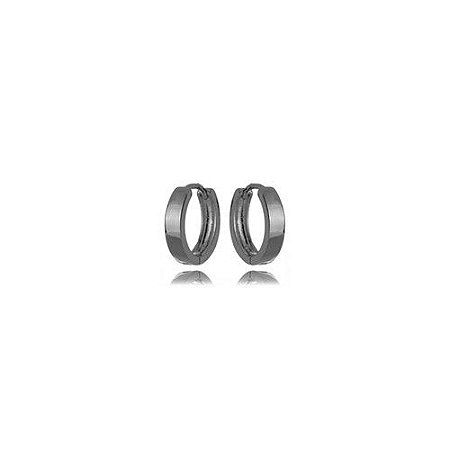 Brinco em cor de banho de ródio negro argola lisa