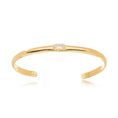Bracelete em cor de banho de ouro 18k liso cristal