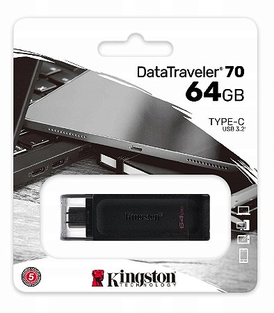 PEN DRIVE 64GB USB TIPO C USB 3.2 KINGSTON DT70/64GB PARA CELULAR TABLET NOTE
