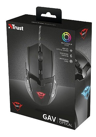 MOUSE GAMER TRUST GAV GXT 101 4800 DPI 6 BOTÕES LED RGB