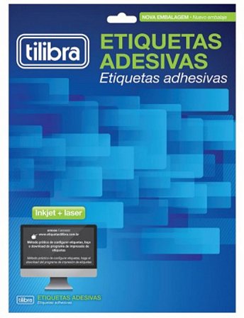 ETIQUETAS ADESIVAS TILIBRA PARA INKJET E LASER 25 FOLHAS A4