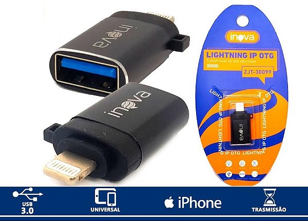 ADAPTADOR OTG LIGHTNING IPHONE IPAD INOVA ZJT-30099